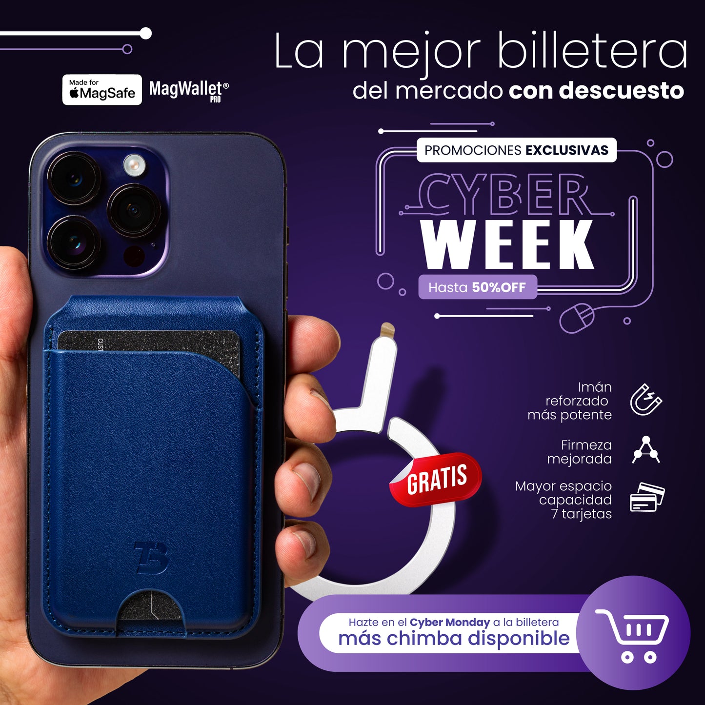 MagWallet Pro ™  |  2 en 1 Billetera Magnética y soporte con MagSafe